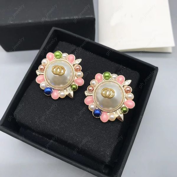 

2023 new color pearl stud earrings aretes orecchini women's fashion personality luxury designer jewelry, Golden;silver