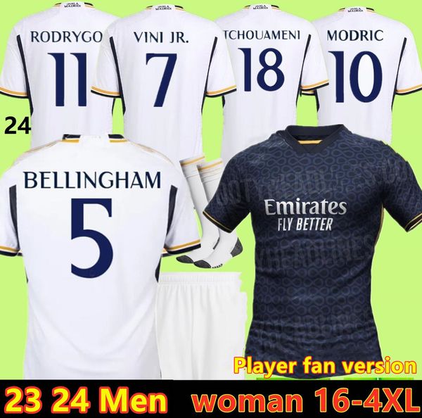 

23 24 fans player version soccer jerseys benzema real madrids 2023 2024 modric camiseta vini jr camavinga tchouameni football shirt kids soc, Black;yellow