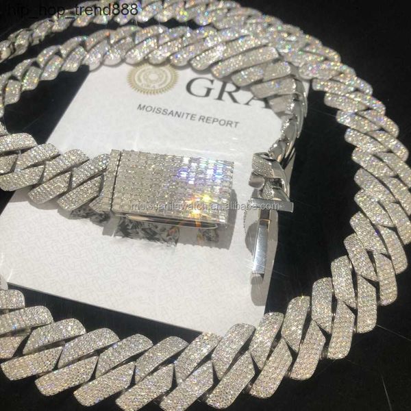 

925 silver necklace men's miami cuban chain moissanite 18k hip hop jewelry 20mm