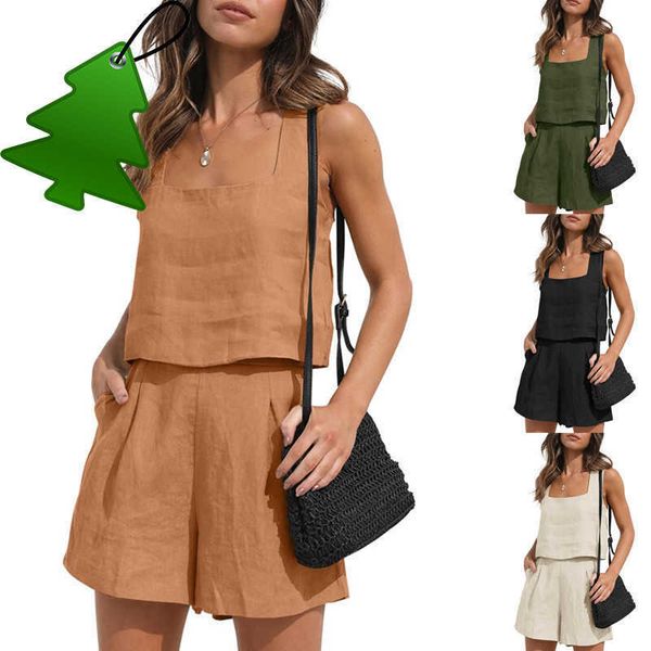 

designer woman tracksuit womens 2 piece outfits lounge matching sets two piece linen shorts crop 2023 trendy clothes summer vacation set wo, White