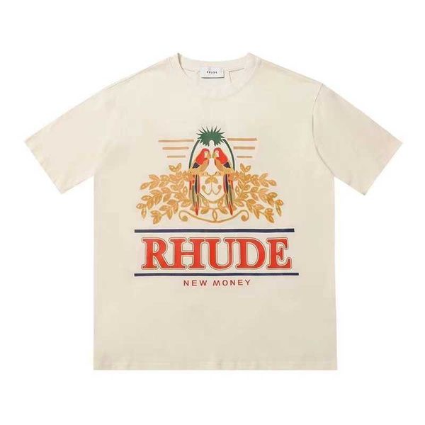 

23new mens t shirt rhude designer pure cotton tees street fashion casual couple matching short sleeves s-xl, White;black