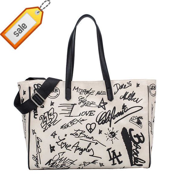 

women's designer bags fashion bag 2023 new trendy longxiang canvas graffiti tote large capacity shoulder handbag factory direct sales