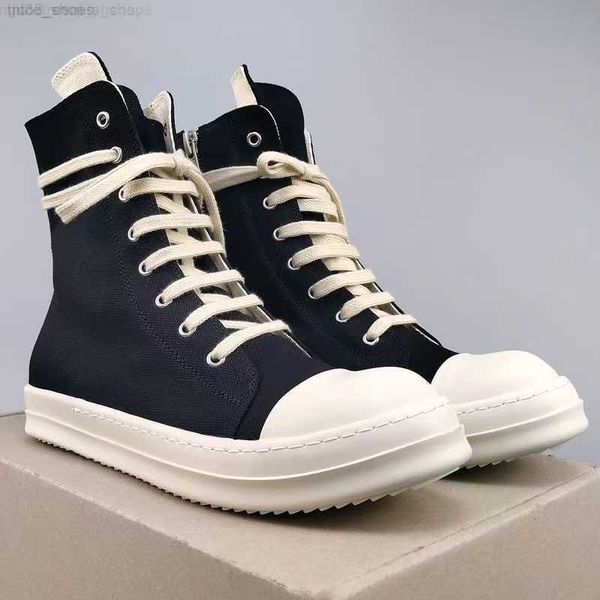 

street high man ro rick casual shoes women canvas owens jumbo minimalist sneakers black lace up designer boots with box 35-46