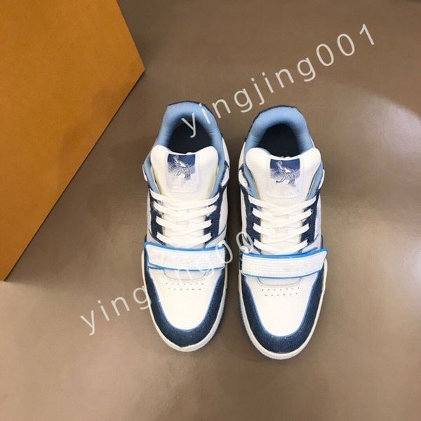 

luxurys designer flat sneaker trainer casual shoes denim canvas leather white letter overlays fashion platform mens womens low sneakers 39-4, Black