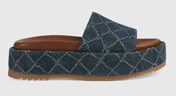 

designer slippers fashion thick bottom sandals rubber letter embroidery slides lady platform wedges sandal beach high heel embroidered slip, Black
