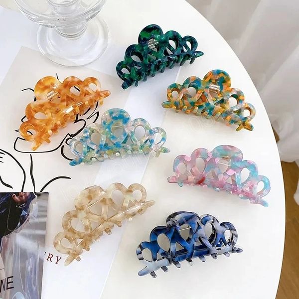 

korean new hollowed design grab clip fashion 9.3cm large crown acetic acid shark clip hair accessories, Golden;silver