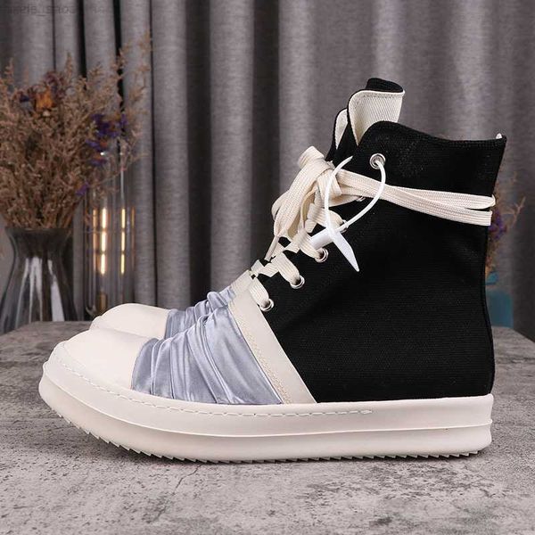 

black rick high casual men's shoes ro owens pleated sati women's canvas shoes