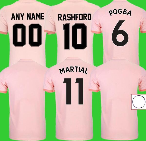

2018 2019 retro manchester alexis pogba rashford away pink soccer jersey 18 19 united man vintage football shirt classic uniform utd, Black;yellow