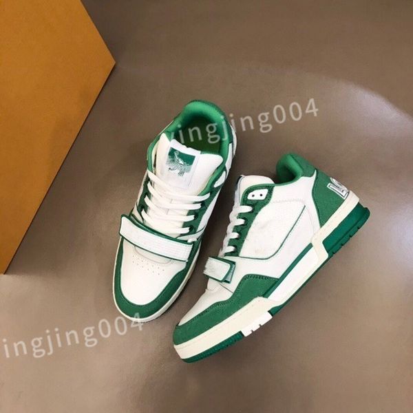 

2023 luxurys designer shoes sneakers mens women calfskin high laces boot rainbow trainer printed leather motifs vintage trainers, Black