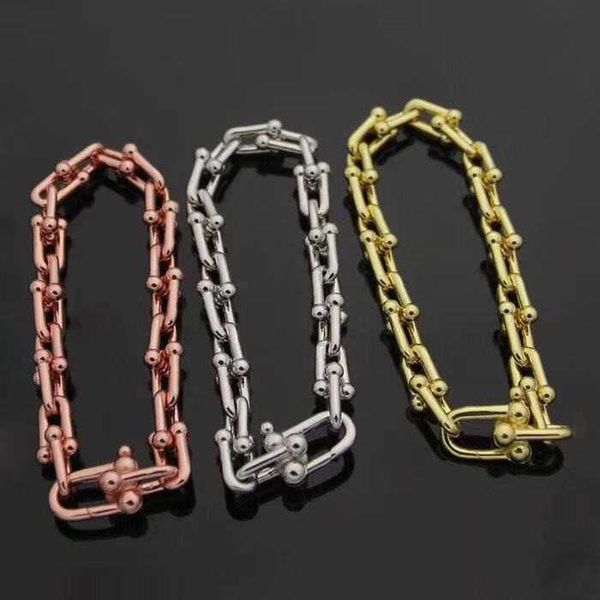 

high version low priced jewelry with korean lettering 18k gold titanium steel women's tiffay classic back shaped bracelet gdmy, Black