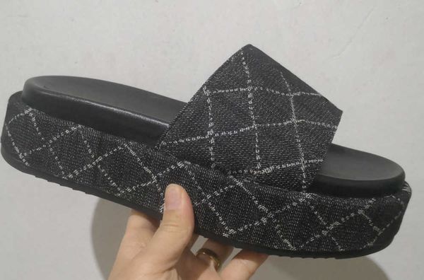 

platform designer slide slippers sandals flat summer luxury slides for men women rubber leather loafers ladies fashion heightening sliders s, Black