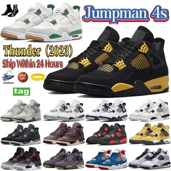 

4 basketball shoes for men women 4s thunder pine green military black cat white sail oreo university blue seafoam sport sneakers jumpman mid