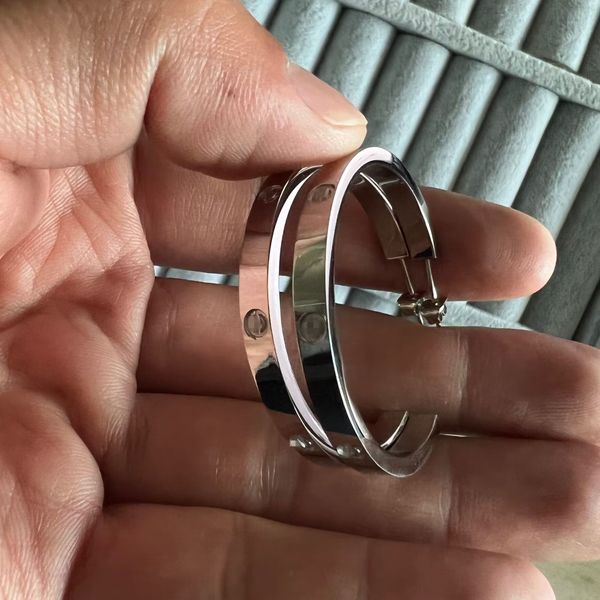 

high polished luxury designer 30mm large love hoop 316l stainless steel 18k gold rose silver women earrings girls wedding jewelry, Golden;silver
