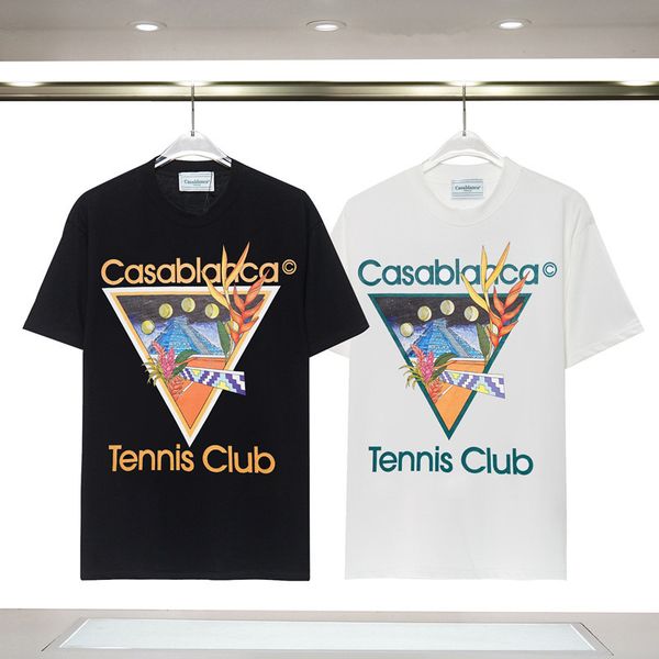 

men shirts designer t shirt loose tee letters print tshirt sweatshirt women tshirt trend short sleeve casablanc casual shirt round neck cott, White;black