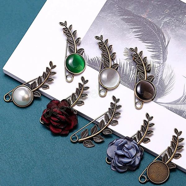 

vintage leaf brooch for women men charming brooch female collar lapel metal pin fashion party jewelry gifts christmas decoration, Gray