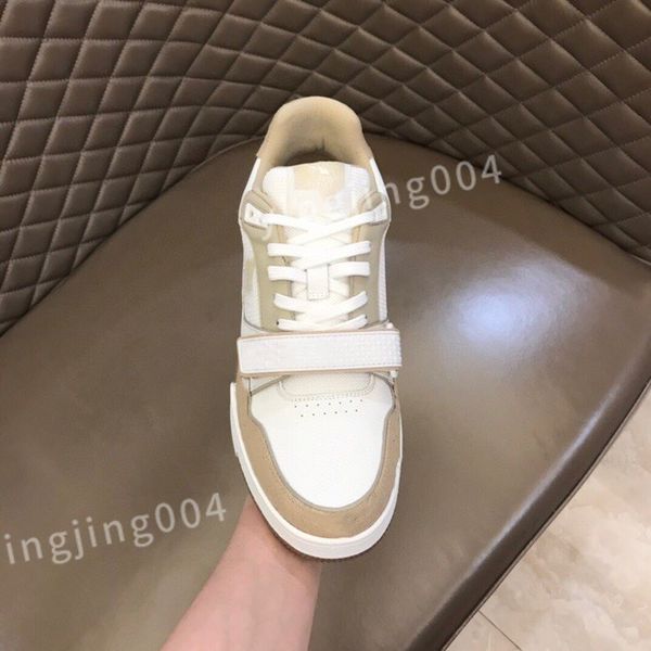 

2023 luxury designer shoes sneakers mens women calfskin high laces boot rainbow trainer printed leather motifs vintage trainers, Black