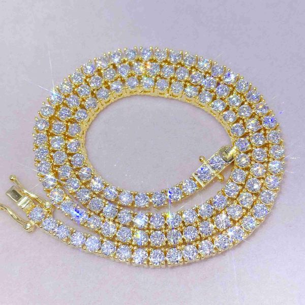 

hip hop moissanite stone ice out choker silver with gold plated cuban necklace diamond tennis chain