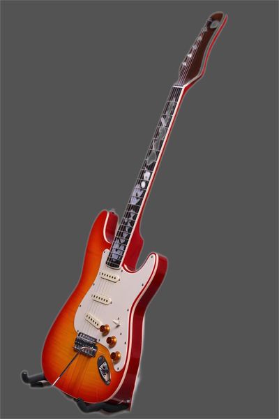 

custom shop stevie ray vaughan srv number one hamiltone cherry sunburst st electric guitar bookmatched curly maple flame ma8380