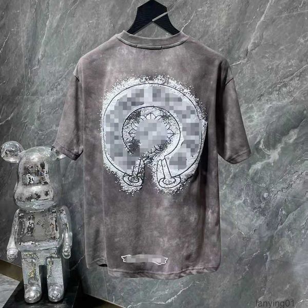 

2023 new style ch t shirt mens classic fashion couple shirt sanskrit letter t-shirt horseshoe cross pattern tshirts designers hip hop woman, White;black