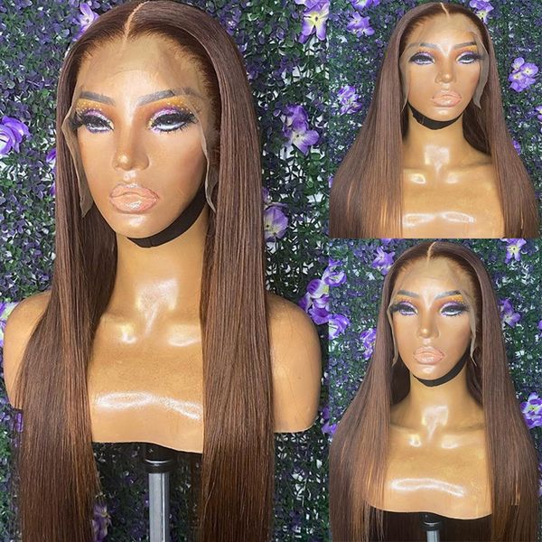 

honey blonde lace front human hair wigs dark brown straight lace front wigs chocolate color lace wig for women remy wig, Black;brown