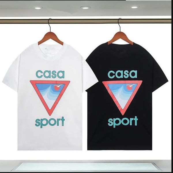 

tees mens high qualities designer casablanc t shirt letter print round neck short sleeve black white fashion men women oversized tshirts, White;black