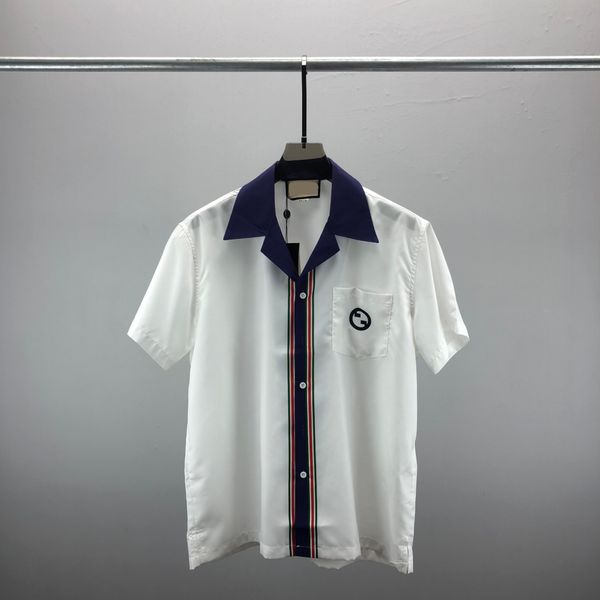 

men's designer shirt summer short sleeve casual button up shirt printed bowling shirt beach style breathable t-shirt clothing #302, White;black