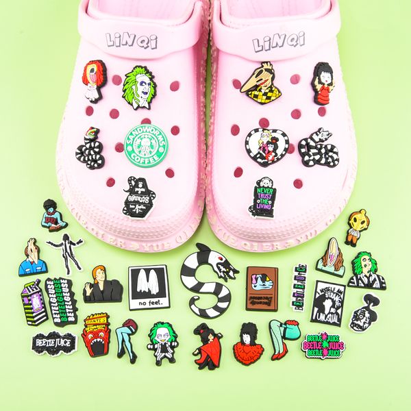 

wholesale pvc horror shoe charms character halloween croc charms, White;pink