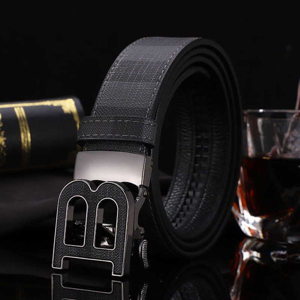 

mens classic automatic buckle belt letter b plaid business casual pants belt 6 colors designer brand jeans waistband, Black;brown