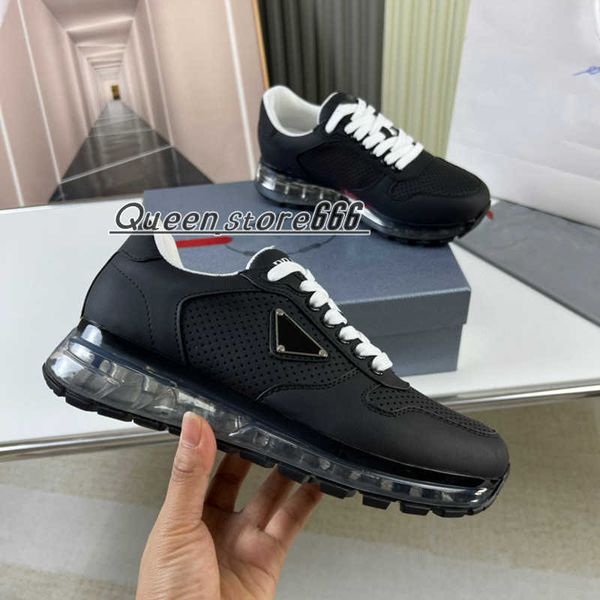 

2023 paris designer shoes breathable genuine leather air cushion sneakers simple fashion lace-up flats lac-up mens trainers, Black