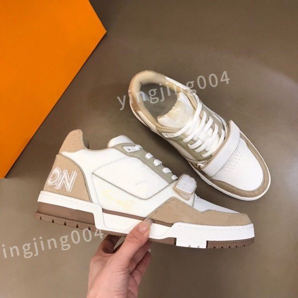 

2023 new luxury designer shoes sneakers mens women calfskin high laces boot rainbow trainer printed leather motifs vintage trainers, Black