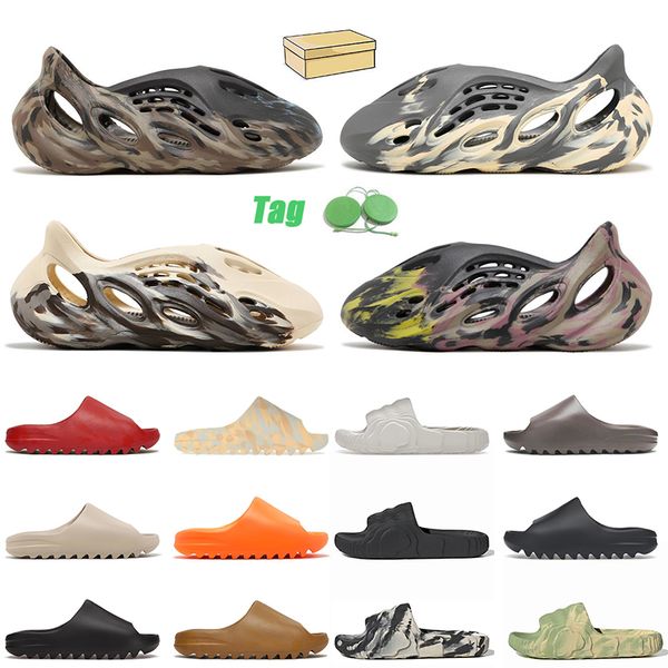 

designer slippers men woman slider foam runners vermillion mineral blue onyx pure sandals slide slipper ochre bone resin clog desert ararat, Black