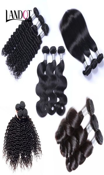 

peruvian indian malaysian cambodian brazilian virgin human hair weave 345 bundles brazilian straight loose deep curly water body5472452, Black