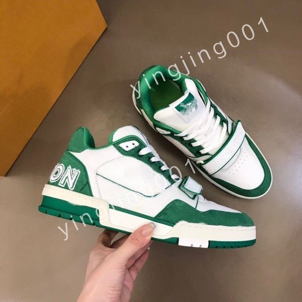 

2023 new luxurys designer flat sneaker trainer casual shoes denim canvas leather white letter overlays fashion platform mens womens low snea, Black