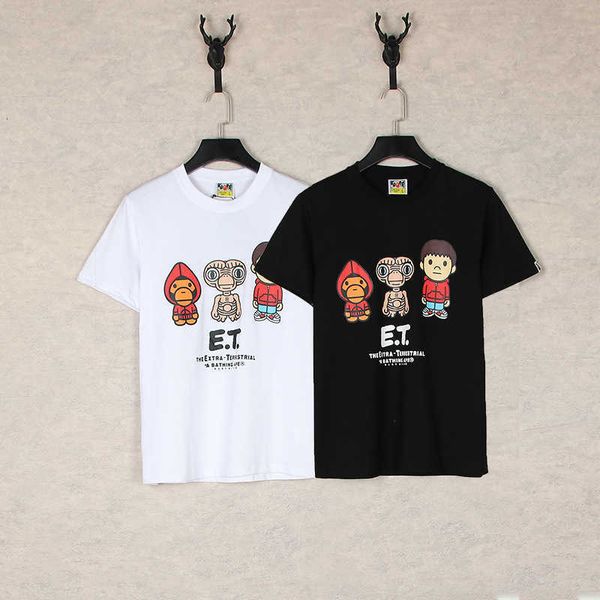 

fashion designer luxury 2023 summer new brand co branded alien round neck pullover large loose short sleeve t-shirt couple shirt super high, White;black