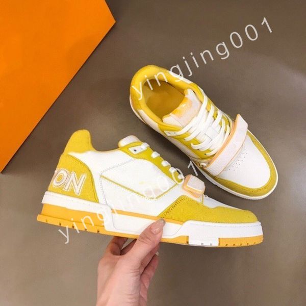 

2023 new designer flat sneaker trainer casual shoes denim canvas leather white letter overlays fashion platform mens womens low sneakers 39-, Black