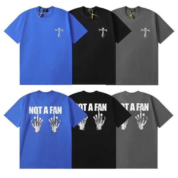 

designer men's t-shirt 2023 summer new american niche skull finger print pattern hip-hop male and female couples casual loose short-sle, White;black