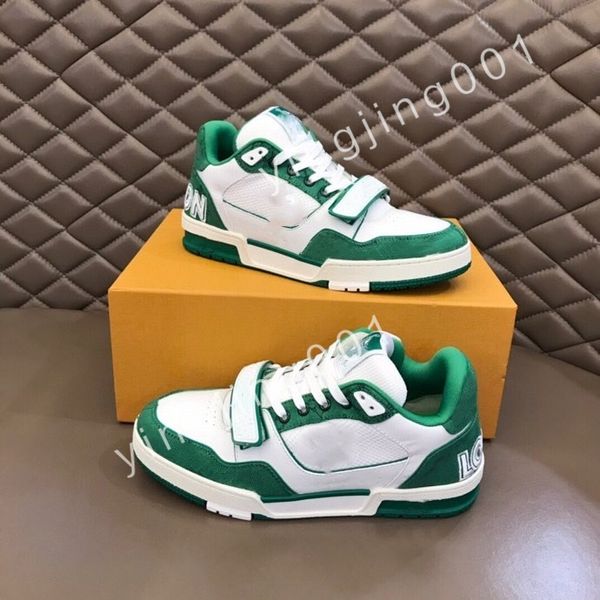 

2023 new luxurys designer flat sneaker trainer casual shoes denim canvas leather white letter overlays fashion platform mens womens low snea, Black