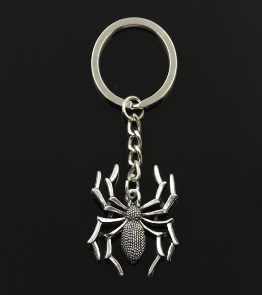 

fashion 30mm key ring metal key chain keychain jewelry antique bronze silver color plated spider halloween 35x32mm pendant9051176