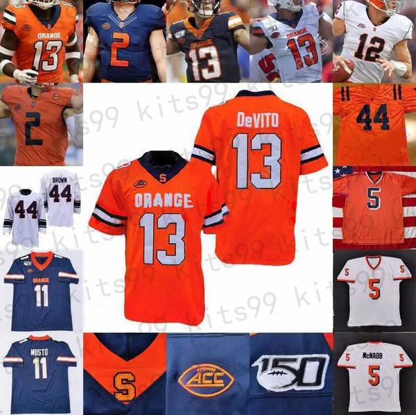 

custom syracuse orange football jersey ncaa college donovan mcnabb jim brown devito chandler jones queeley sean tucker cooper lutz taj, Black;red