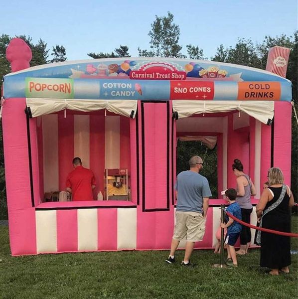 

5x3m customized concession stand tent inflatable candy floss ticket changing booth ice cream popcorn cold drink sell room balloon with blowe