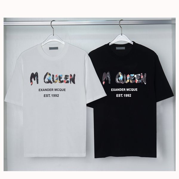 

designers t shirts mcqueen summer mens womens tees fashion man s casual chest letter shirt luxurys clothing street mcqueen shorts sleeve cl, White;black