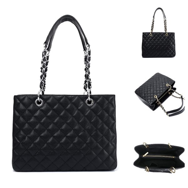 

designer tote bag channel bag ladies fashion handbags cowhide a5 quality gold and silver chain shoulder bag caviar shopping bags