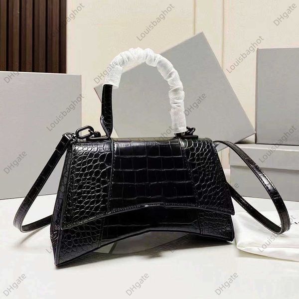 

luxury hourglass shoulder bags designer bag black crocodile-embossed cow leather small crossbody bag half moon hobos handbag with box qualit