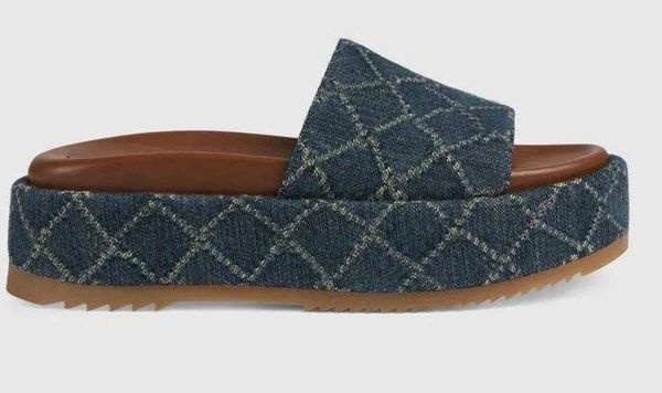 

designer slippers fashion thick bottom sandals rubber letter embroidery slides lady platform wedges sandal beach high heel embroidered slip, Black