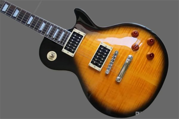 

whole new arrival r9 standard electric guitar one piece neck in brown burst