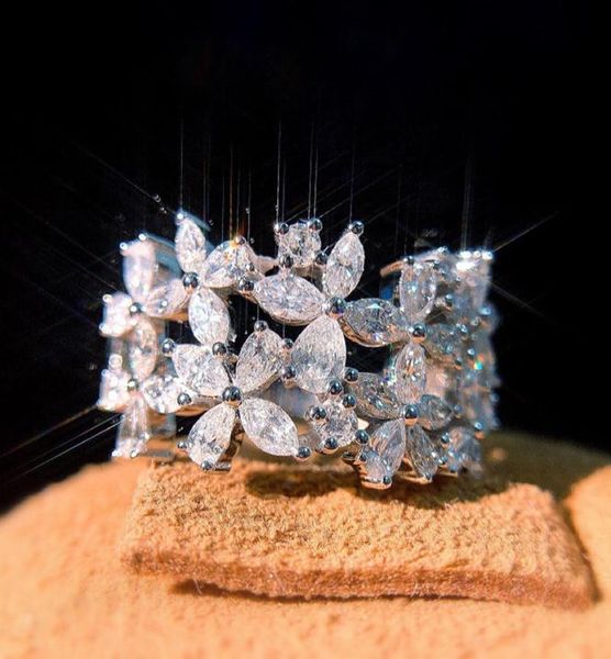 

sparkling 925 sterling silver marquise cut moissanite diamond rings party women wedding leaf band ring gift hip hop jewelry2794212, Golden;silver