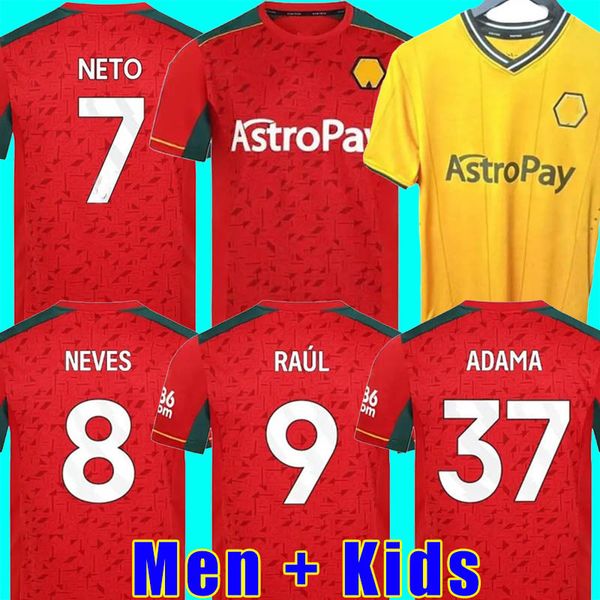 

wolves 23 24 home soccer jerseys raul semedo neto neves trincao wanderers j otto podence gibbs hee chan wolverhampton 2023 2024 football shi, Black;yellow