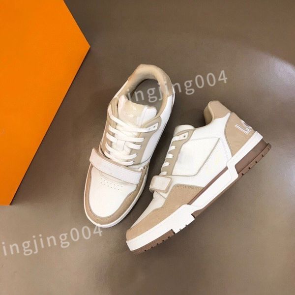 

2023 luxury designer shoes sneakers mens women calfskin high laces boot rainbow trainer printed leather motifs vintage trainers, Black