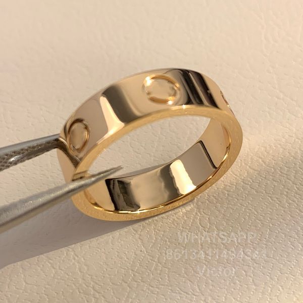 

love ring 5.5mm gold plated 18k t0p quality for woman designer couple ring size 6789 for man highest counter quality luxury jewelry premium, Silver