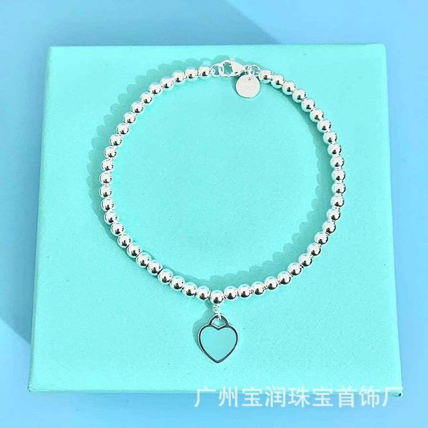

high version tiffay love blue heart enamel buddha bead bracelet fashion classic temperament versaayle s925 sterling silver, Black